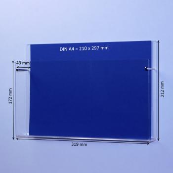 Wand-Prospekthalter DIN A4 Querformat  Fülltiefe 43mm